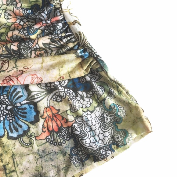 new Boho Chic ❤︎ Romantic Artsy Floral Print Draped Halter Top ❤︎ Pin Up Chic L - Picture 9 of 16